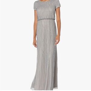 Papell platinum formal beaded gown